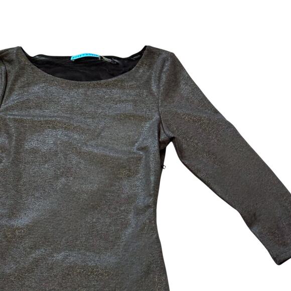 Alice & Olivia Cocktail Dress - Gray/Silver Shimmer with Sheer Back - Size 8 - Picture 16 of 16